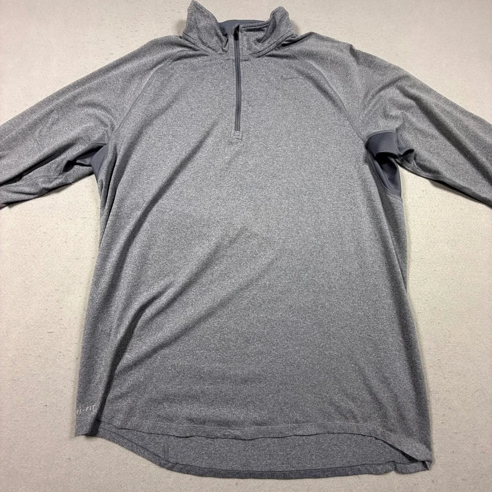 Nike Running Dri-FIT Mens Quarter Zip Pullover Gray Heathered Athletic Top L